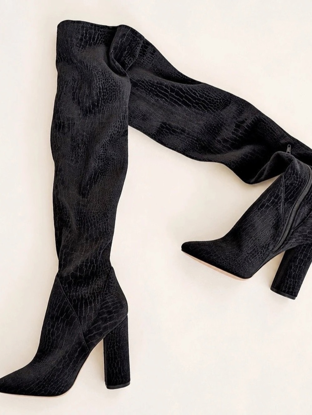 Black Animal Print Heeled Boots